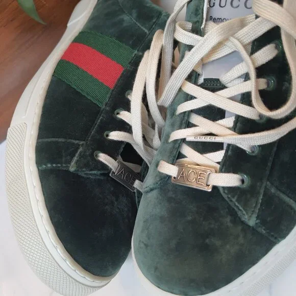 GUCCI new sneakers Ace 'Green Velvet' 757893